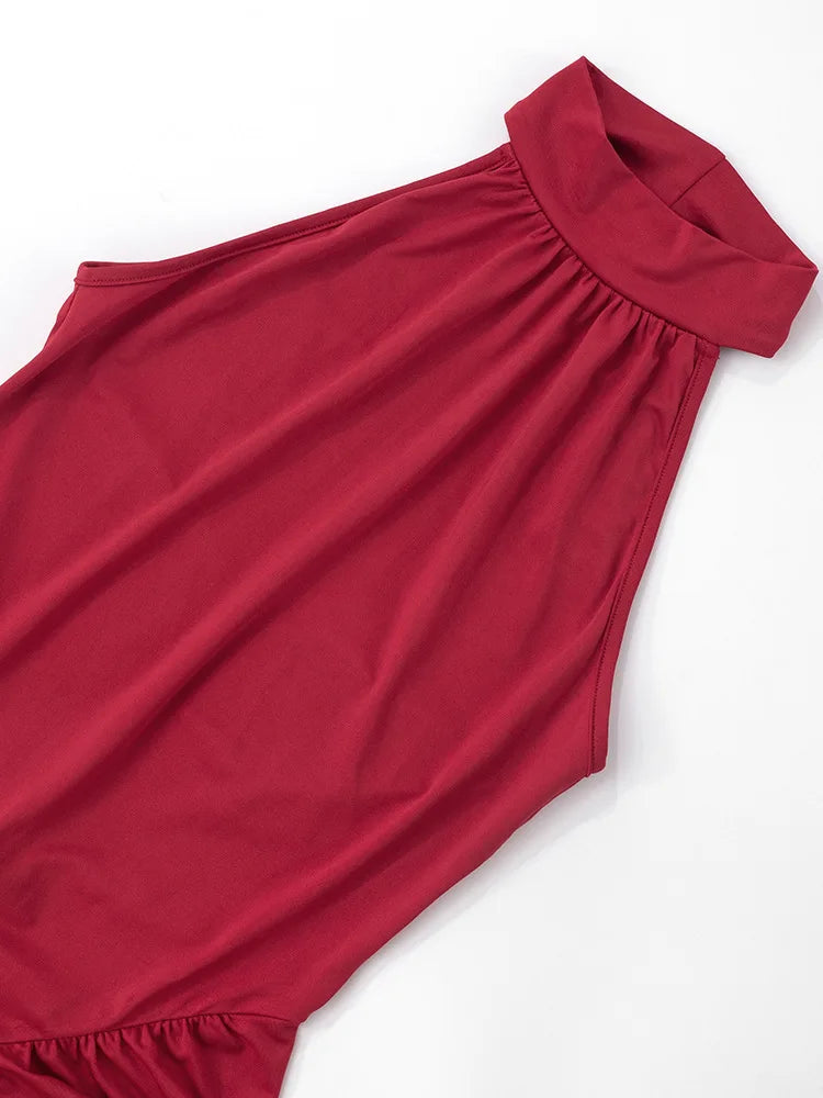 Halter Ruched Maxi Dress
