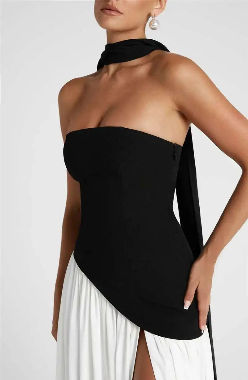 Strapless Scarf Maxi Dress