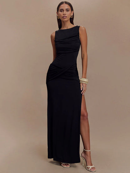 Backless Ruched Maxi Dress