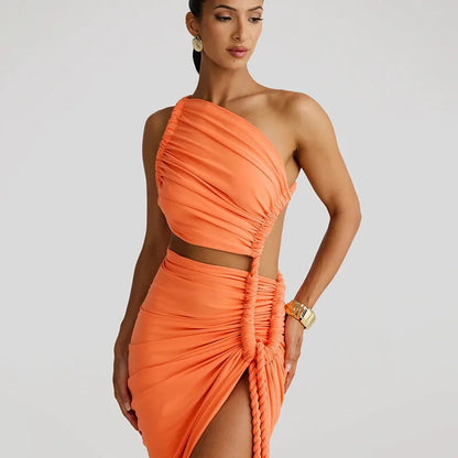 Thigh High Split Off-Shoulder Maxi Dress
