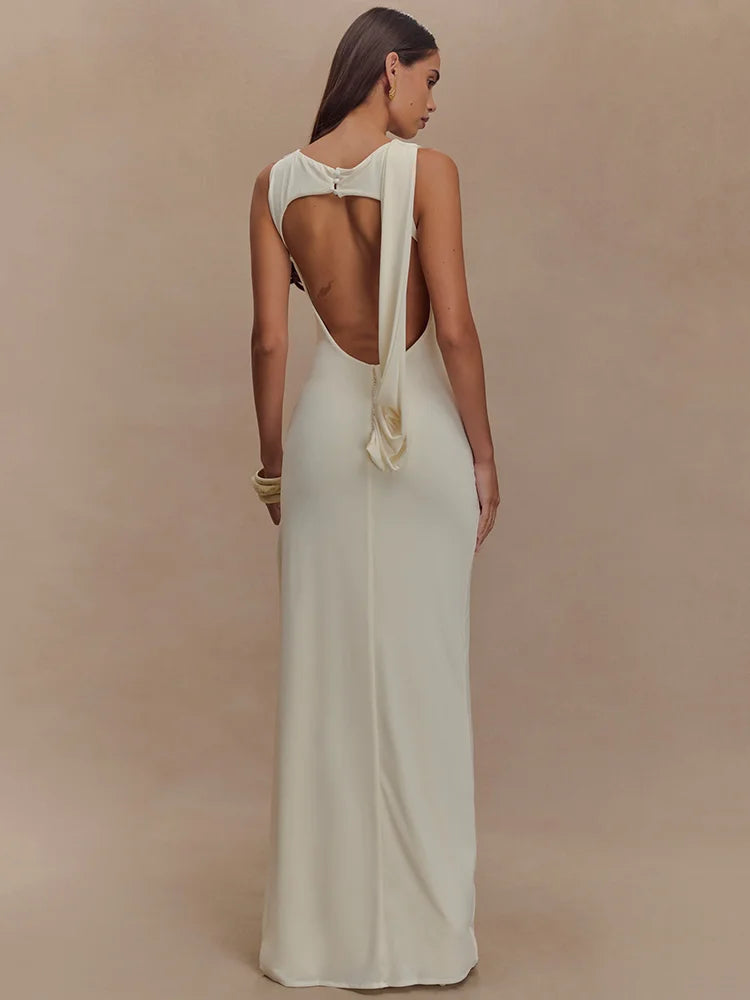 Backless Ruched Maxi Dress