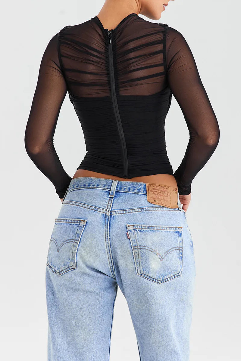 Sheer V Neck Layered Top