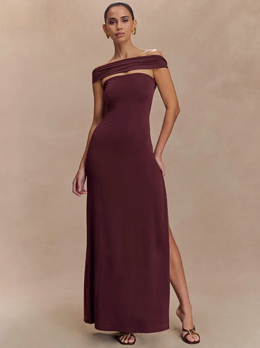 Strapless High Slit Maxi Dress
