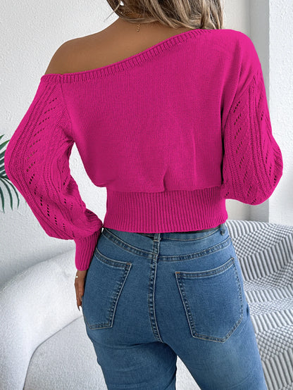 Off-Shoulder Knit Pullover Sweater