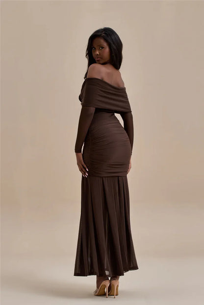 Rose Off-Shoulder Maxi Dress