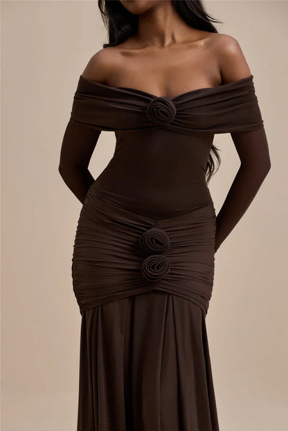 Rose Off-Shoulder Maxi Dress