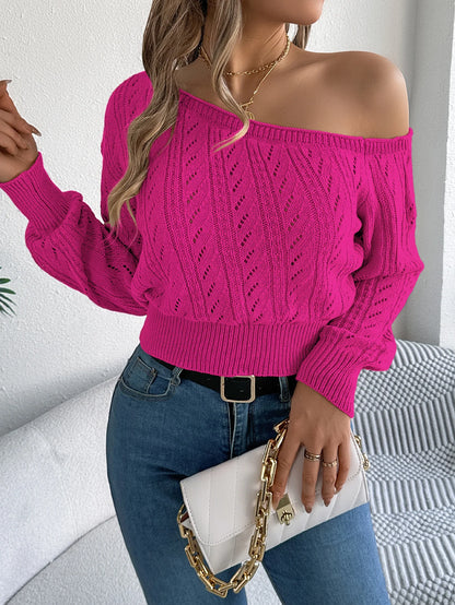 Off-Shoulder Knit Pullover Sweater