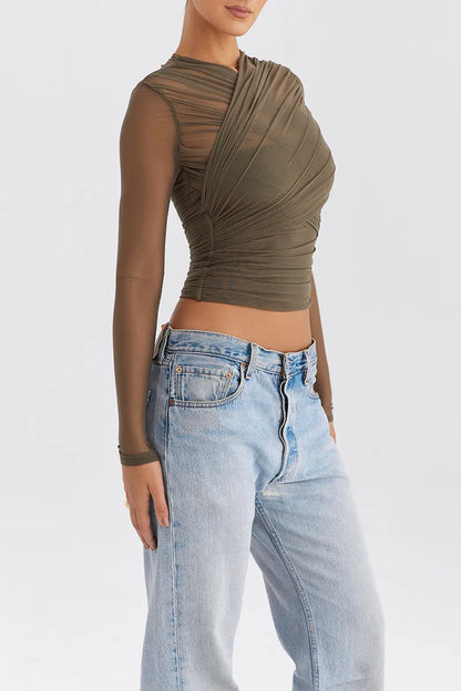 Sheer V Neck Layered Top