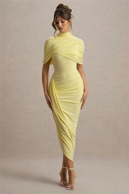 Backless Ruched Maxi Dress