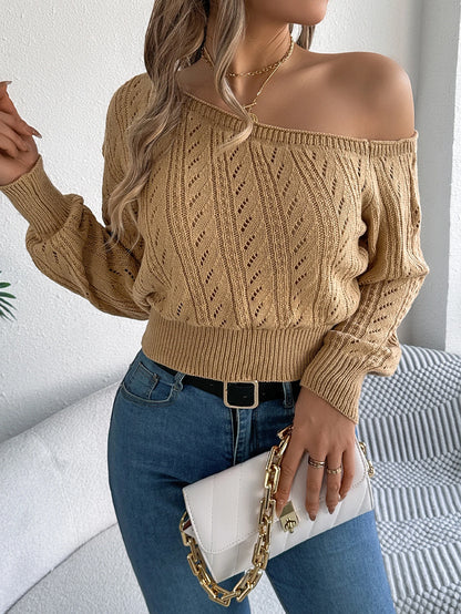 Off-Shoulder Knit Pullover Sweater