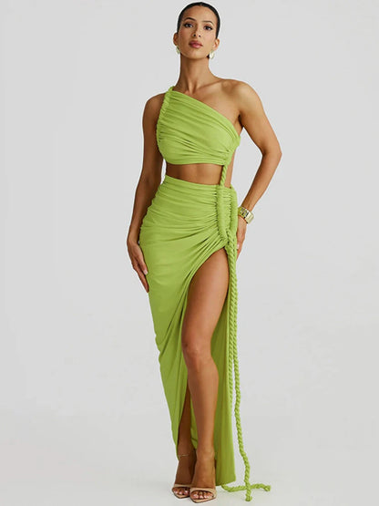 Thigh High Split Off-Shoulder Maxi Dress