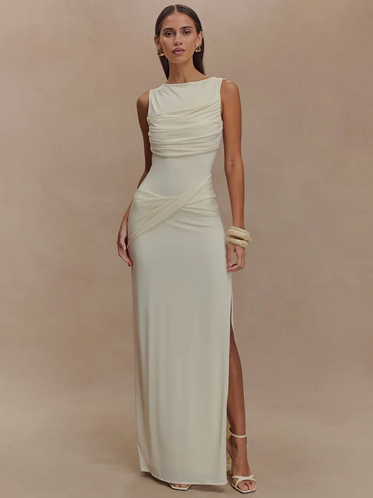 Backless Ruched Maxi Dress