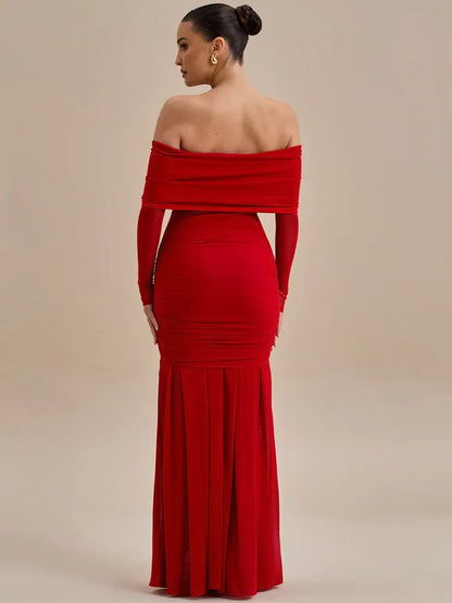 Rose Off-Shoulder Maxi Dress