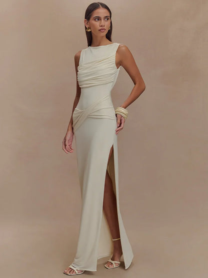 Backless Ruched Maxi Dress