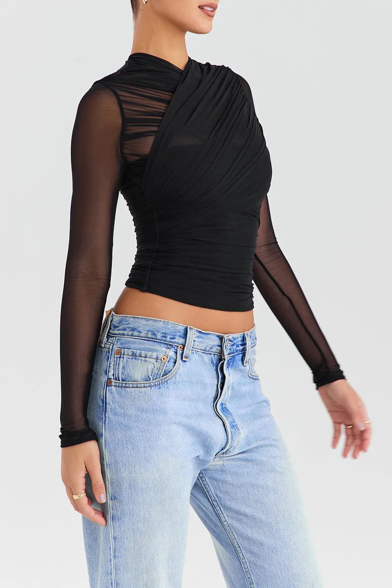 Sheer V Neck Layered Top