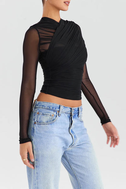 Sheer V Neck Layered Top