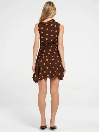 Polka Dot Ruched Mini Dress