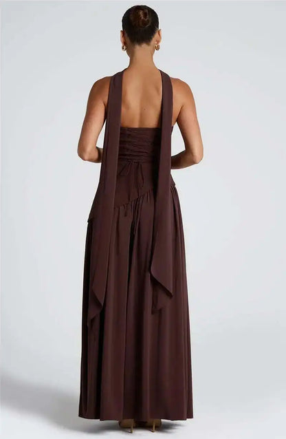 Strapless Scarf Maxi Dress