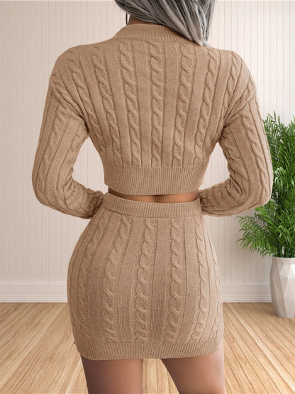 Cable Knit Crop and Skirt Set