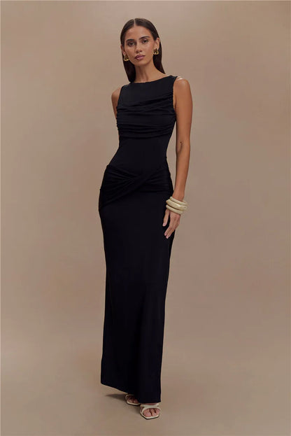 Backless Ruched Maxi Dress