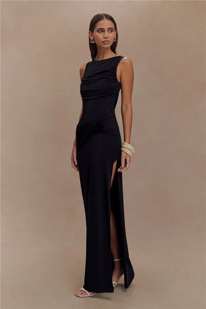 Backless Ruched Maxi Dress