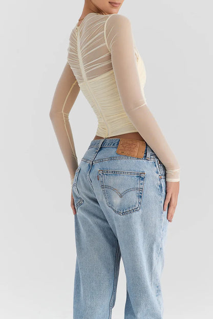 Sheer V Neck Layered Top
