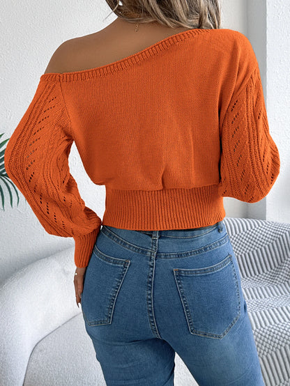 Off-Shoulder Knit Pullover Sweater