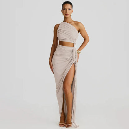 Thigh High Split Off-Shoulder Maxi Dress