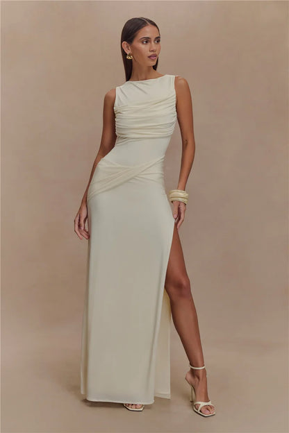 Backless Ruched Maxi Dress