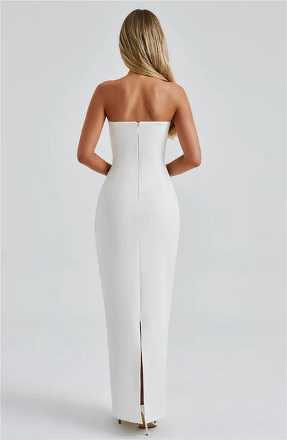Scarf Collar Off-Shoulder Maxi Dress