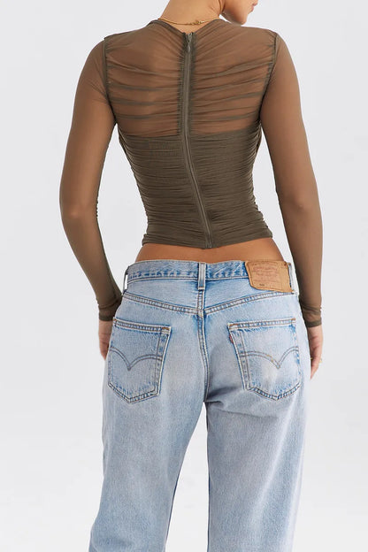 Sheer V Neck Layered Top