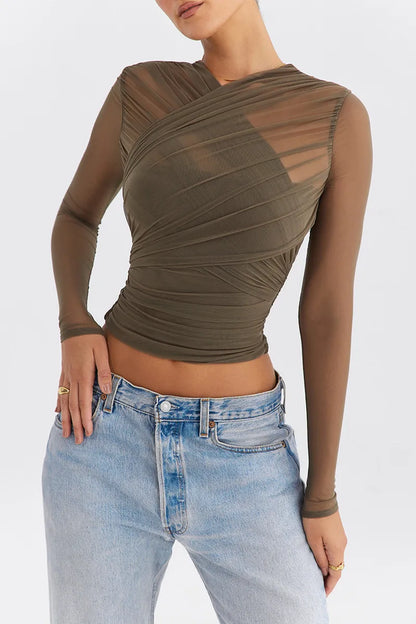 Sheer V Neck Layered Top