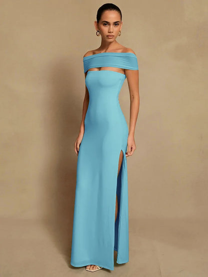 Strapless High Slit Maxi Dress