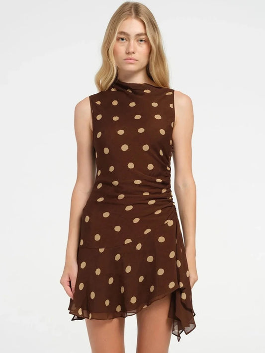 Polka Dot Ruched Mini Dress