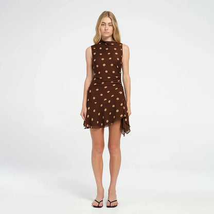 Polka Dot Ruched Mini Dress