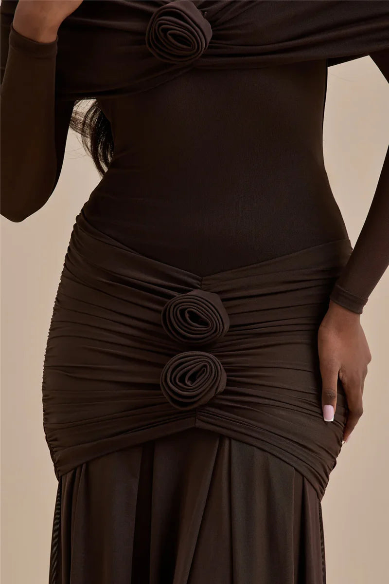 Rose Off-Shoulder Maxi Dress